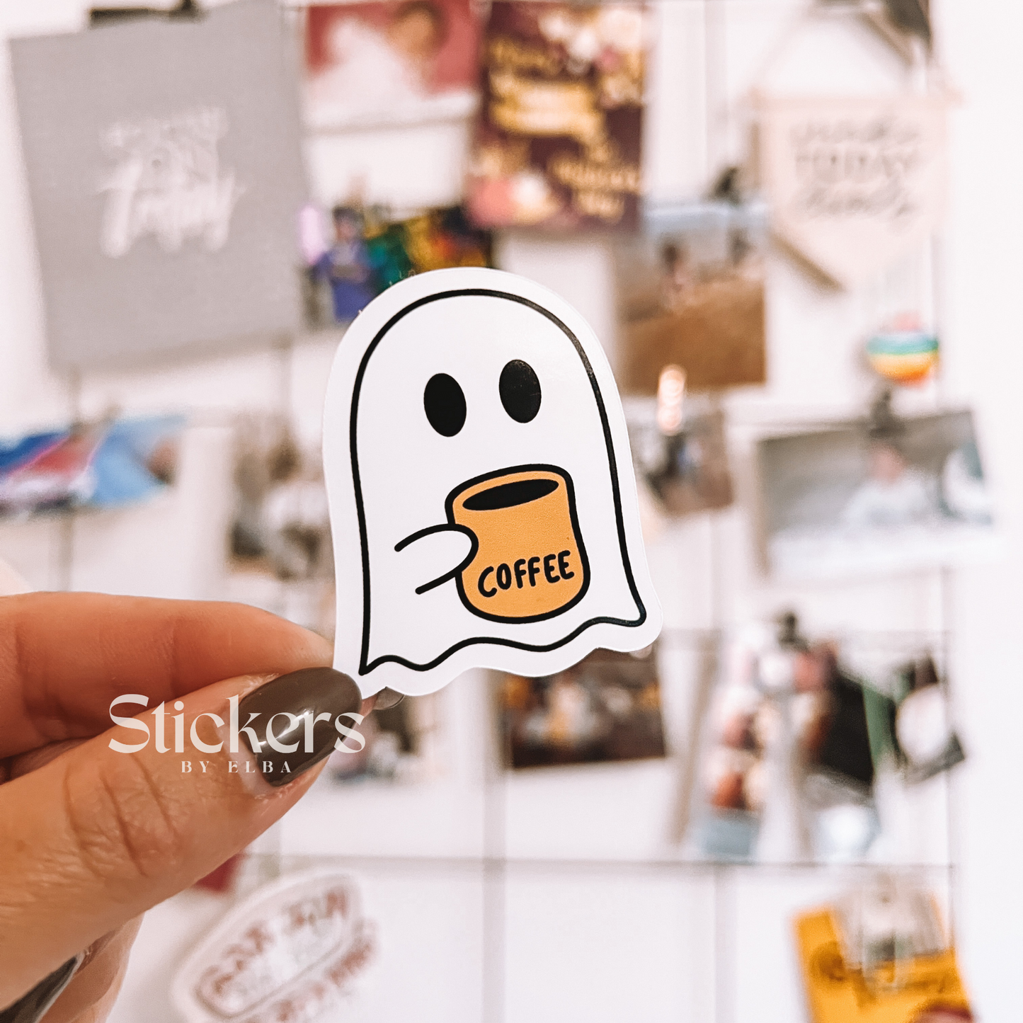 Ghost with Coffee Sticker