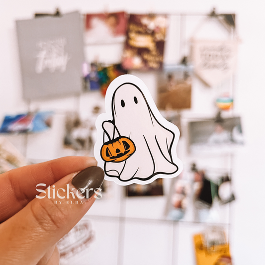 Trick or Treating Ghost Sticker
