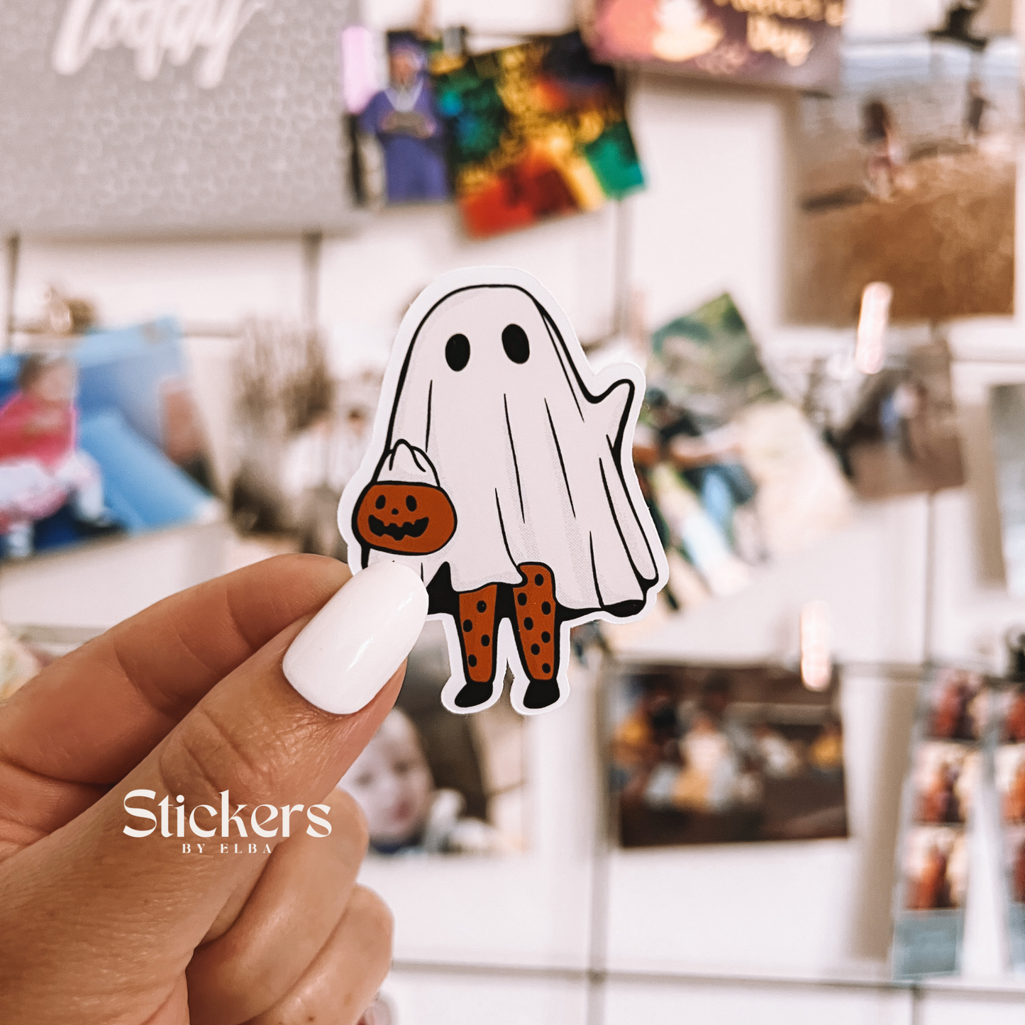 Cute Trick or Treating Ghost Sticker