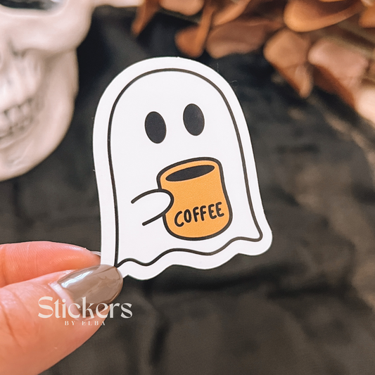 Ghost with Coffee Sticker