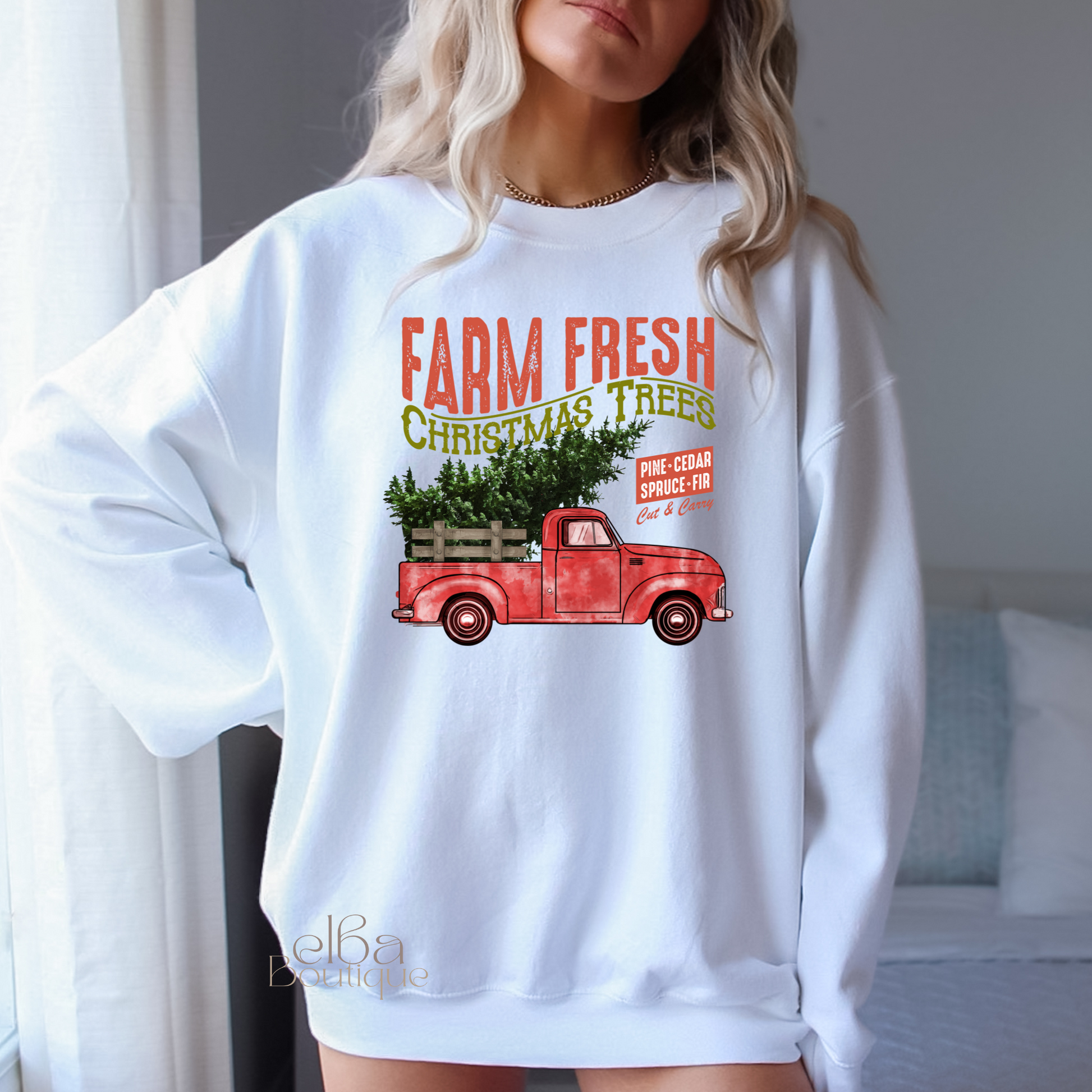 Monogrammed 'Farm Fresh Christmas Trees' Crewneck Sweatshirt