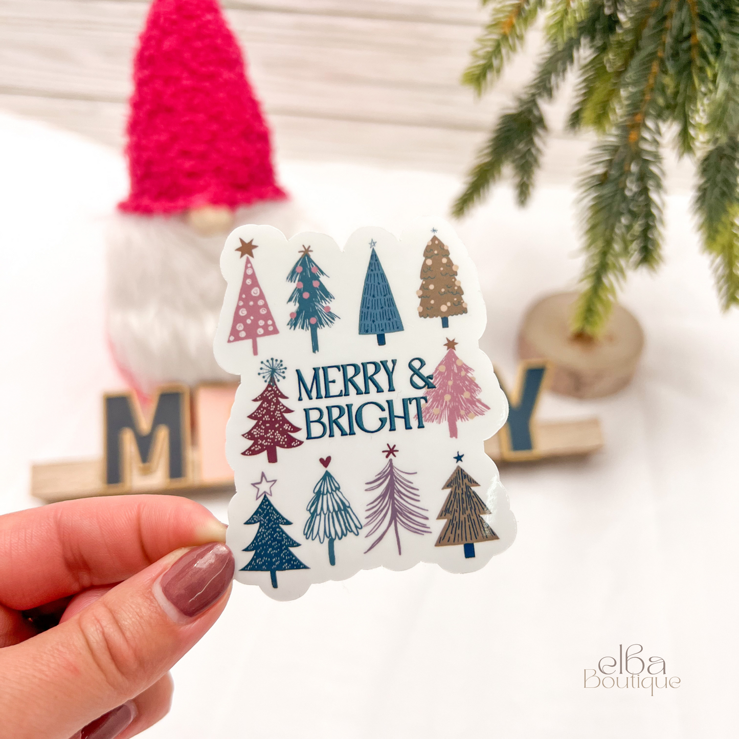 MERRY & BRIGHT CHRISTMAS STICKER