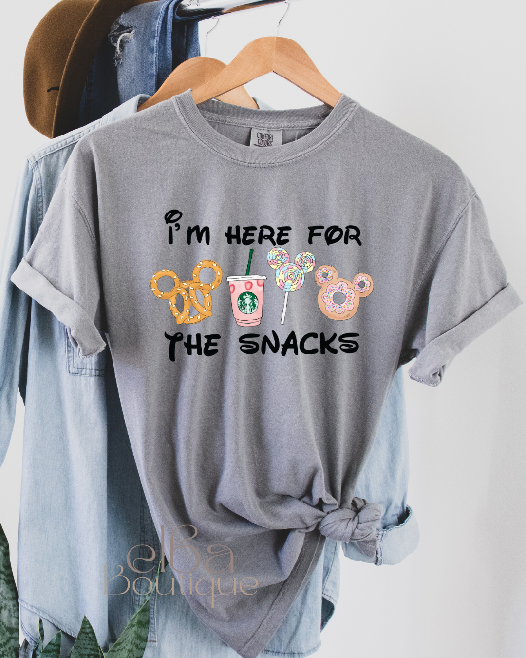 I'M HERE FOR THE SNACKS T-SHIRT