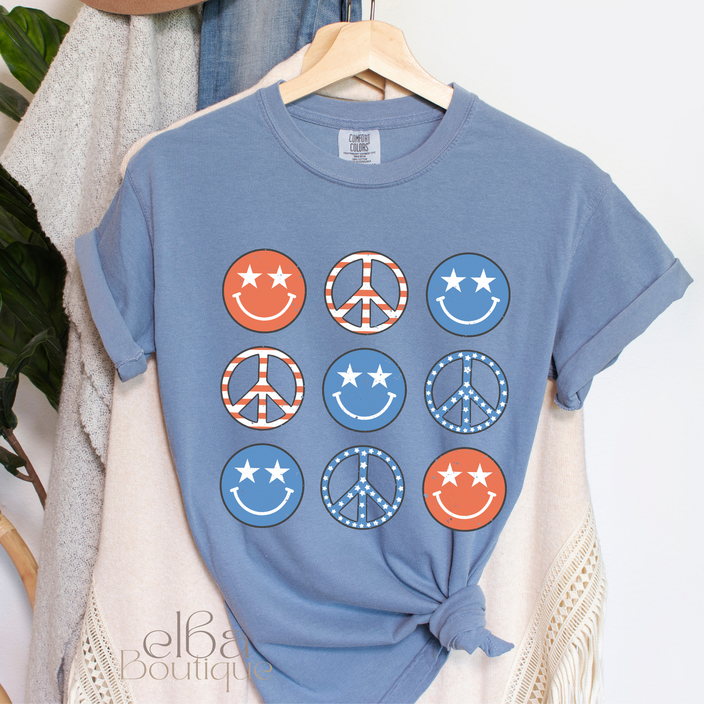 PEACE LOVE AND SMILEY T-SHIRT