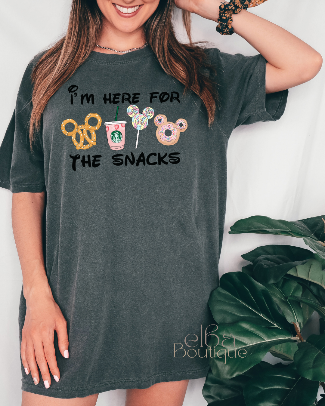 I'M HERE FOR THE SNACKS T-SHIRT