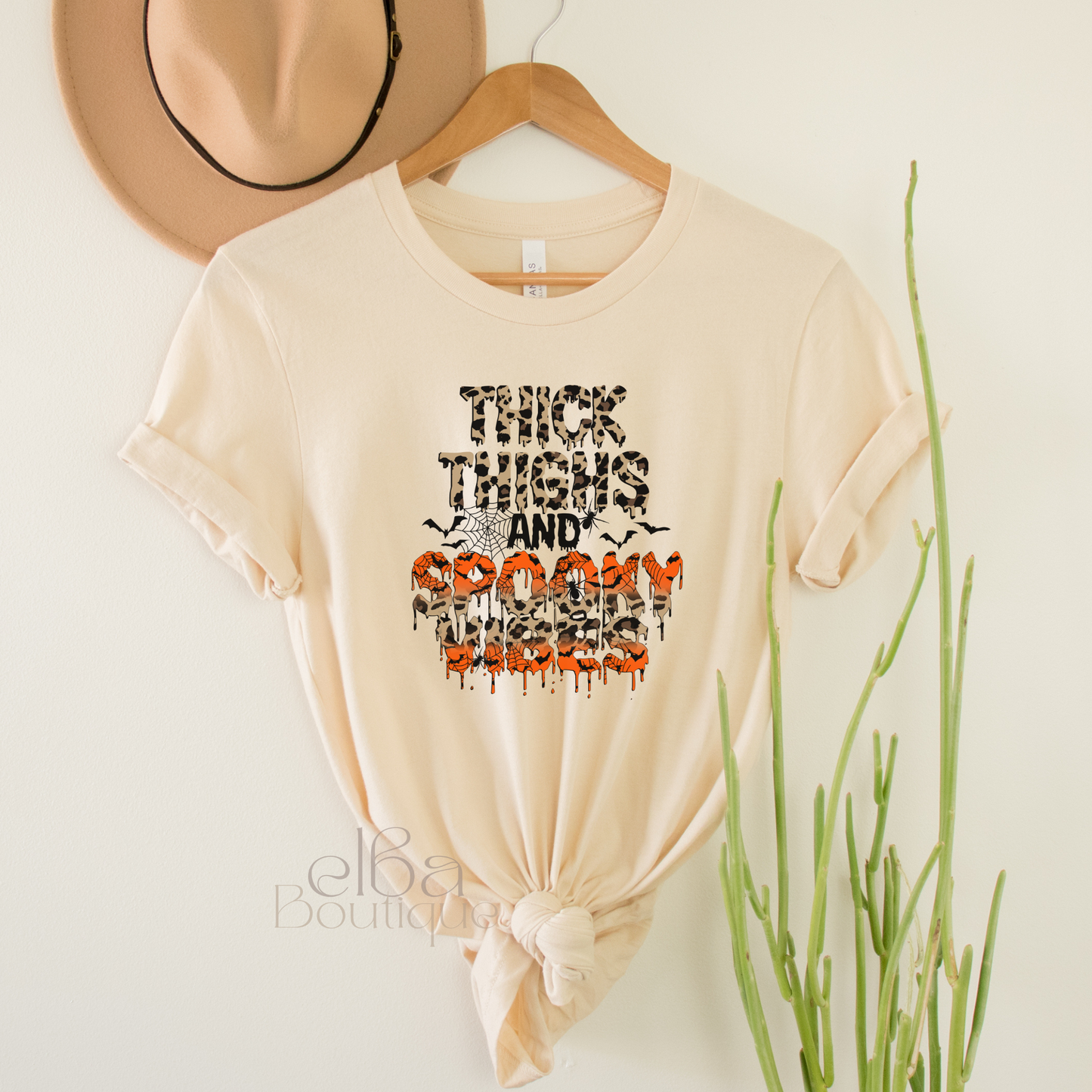 THICK THIGHS AND SPOOKY VIBES T-SHIRT