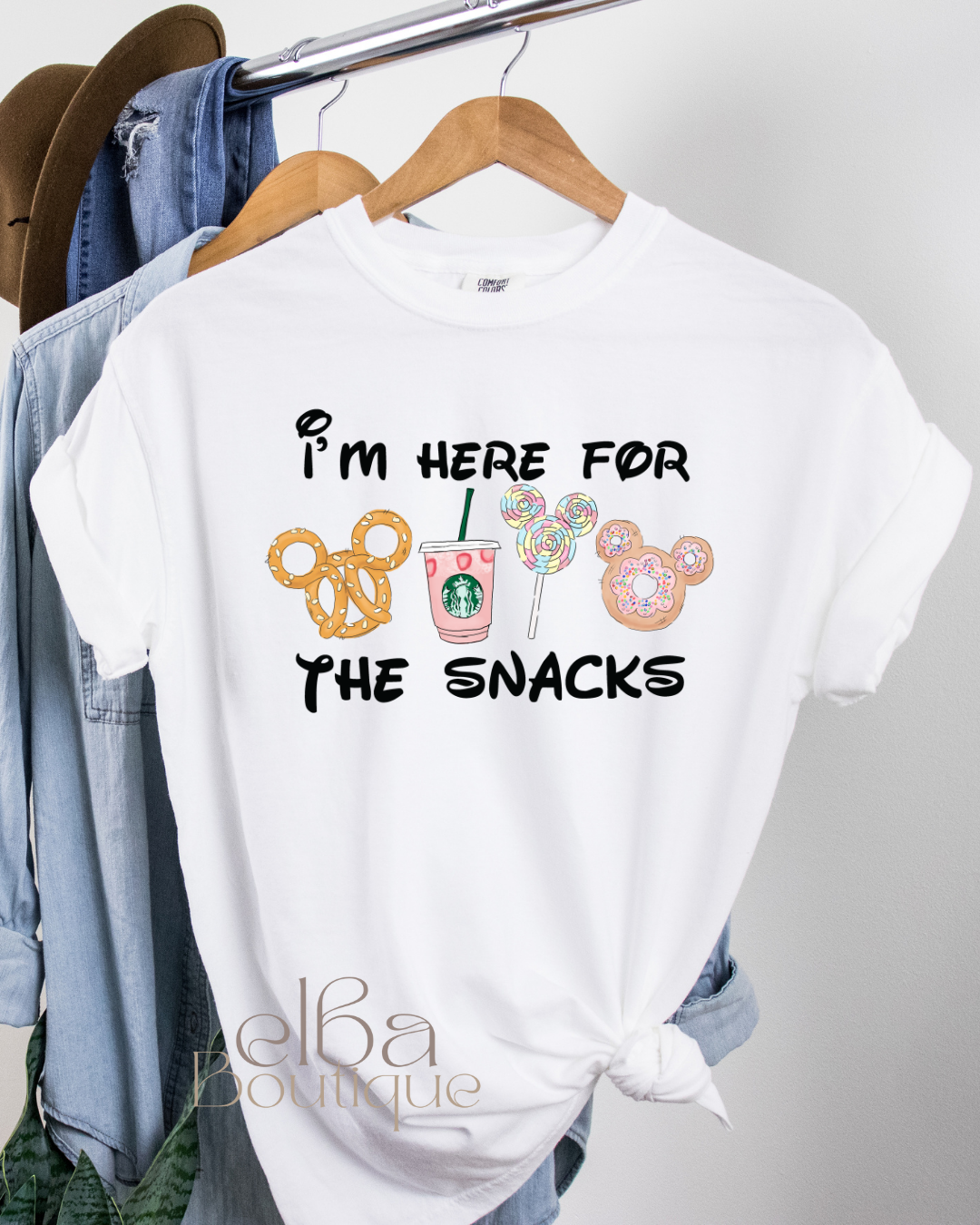 I'M HERE FOR THE SNACKS T-SHIRT