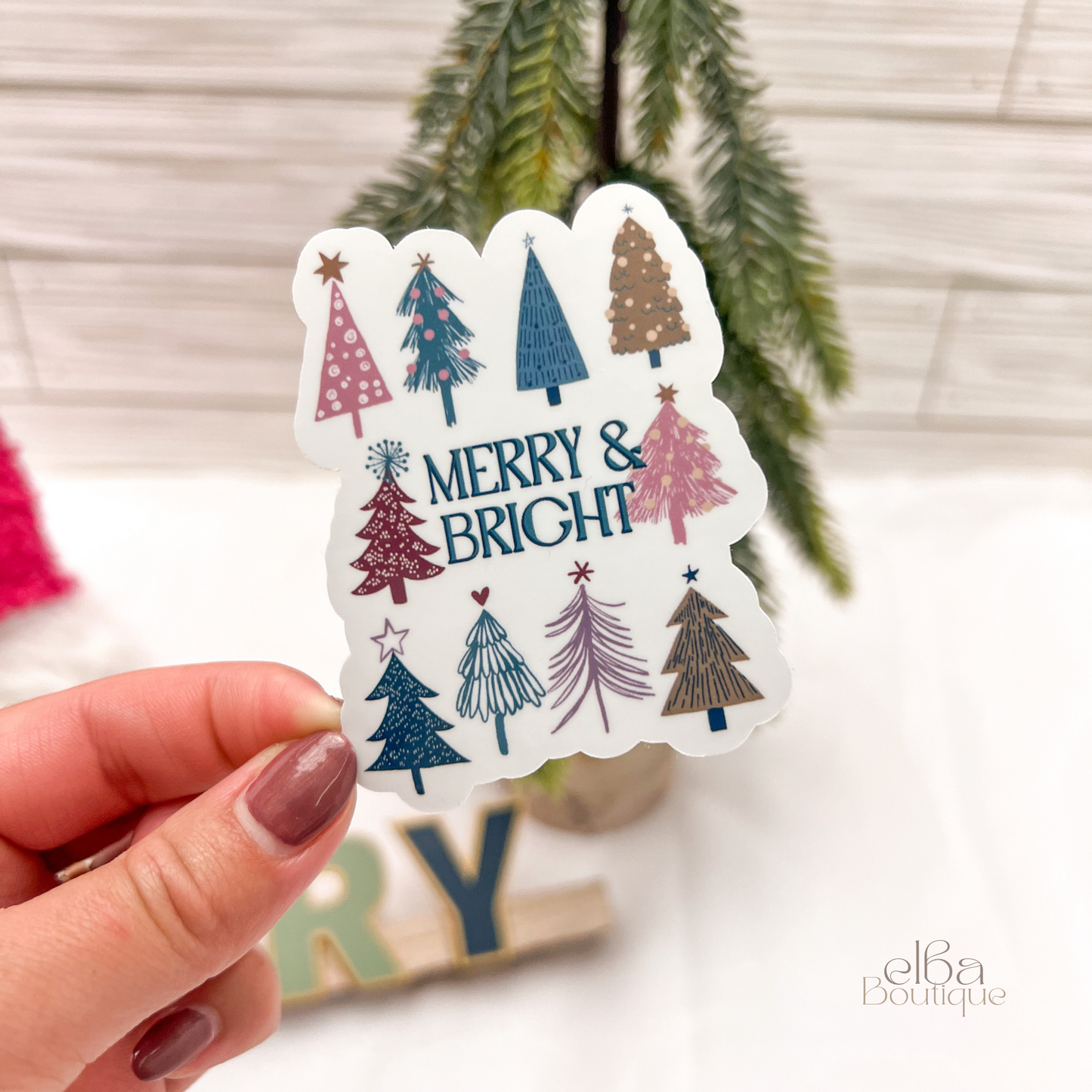 MERRY & BRIGHT CHRISTMAS STICKER