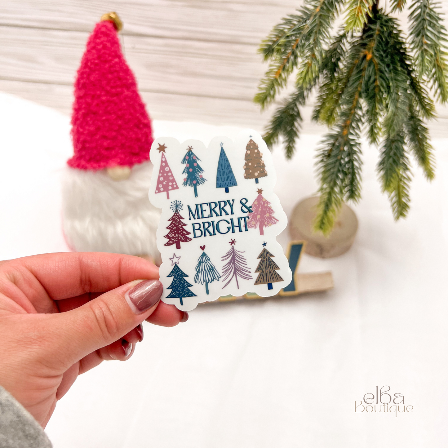 MERRY & BRIGHT CHRISTMAS STICKER