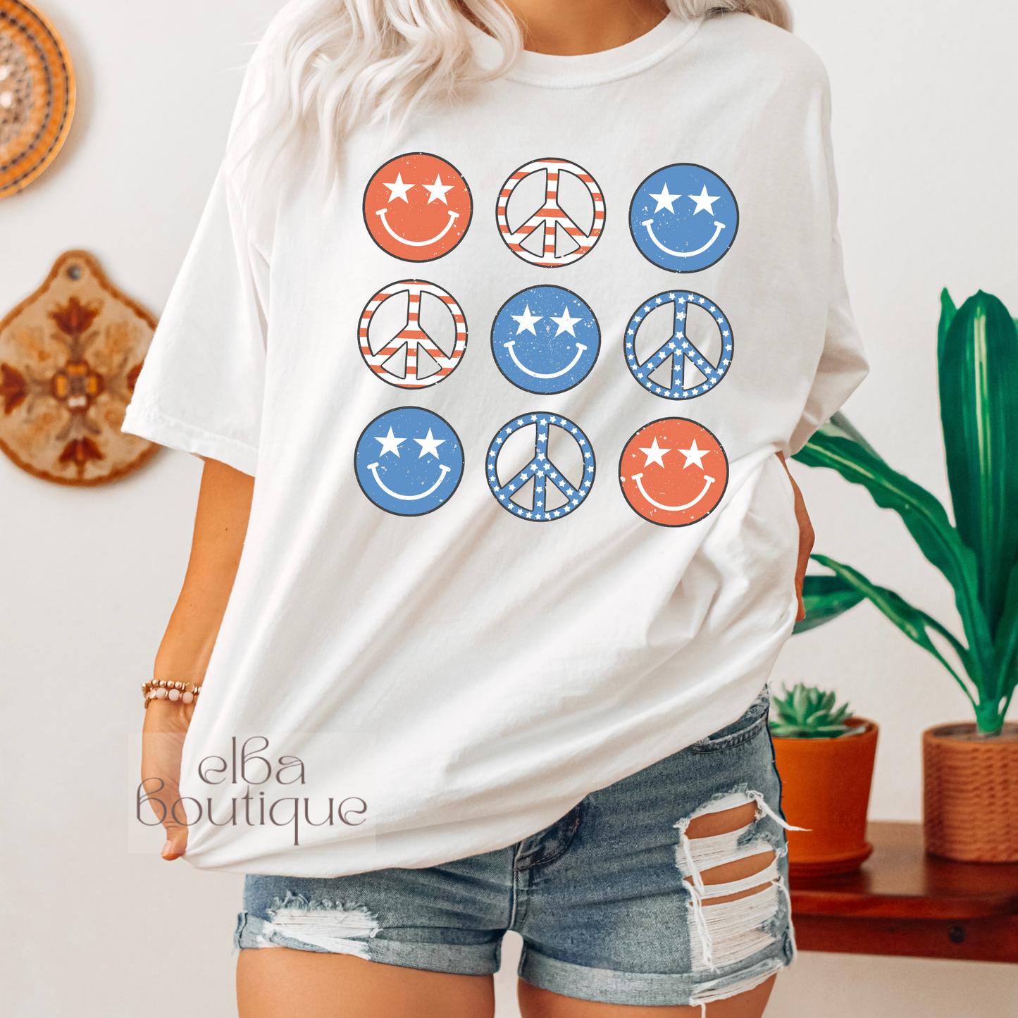 PEACE LOVE AND SMILEY T-SHIRT