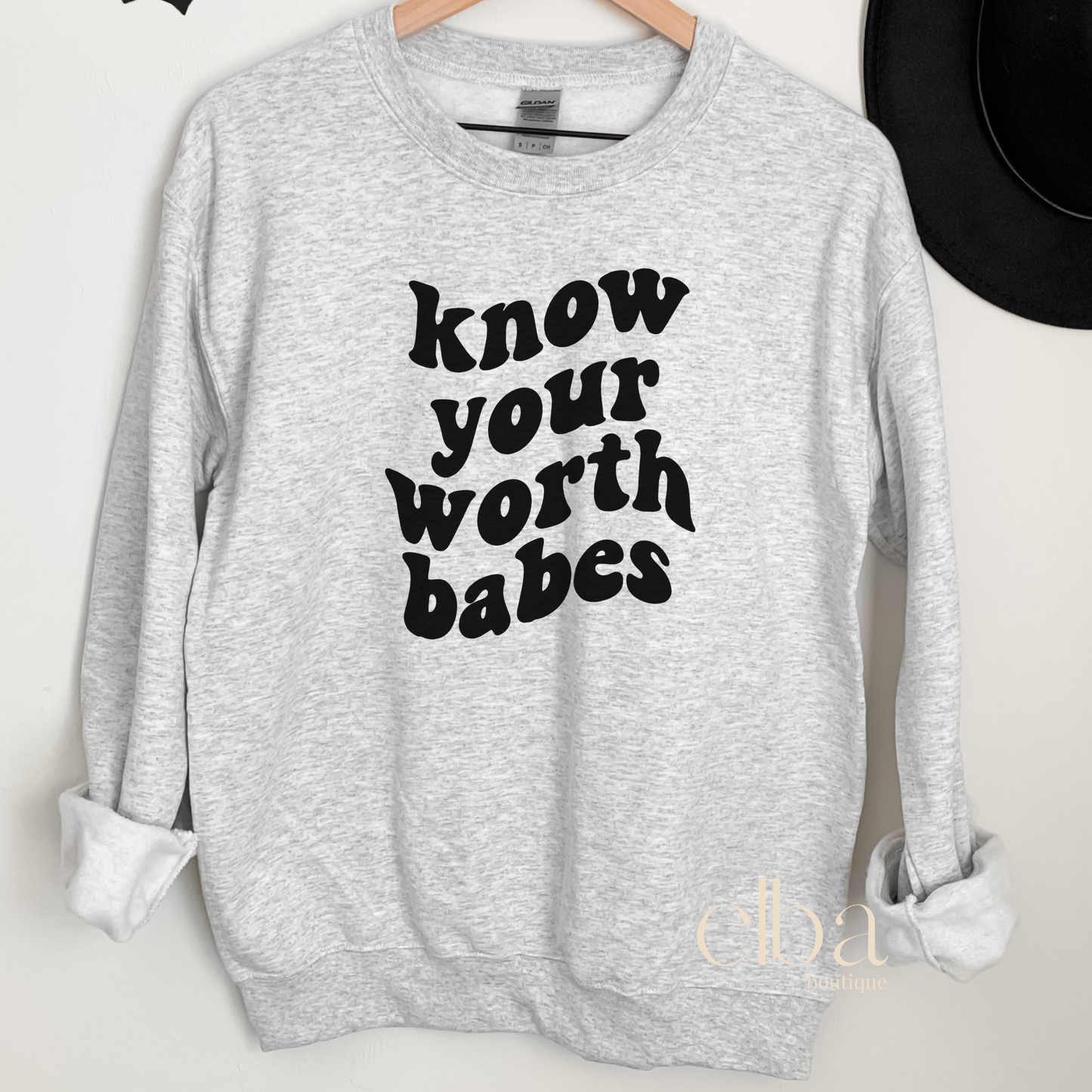 KNOW YOUR WORTH BABES PULLOVER SWEATSHIRT